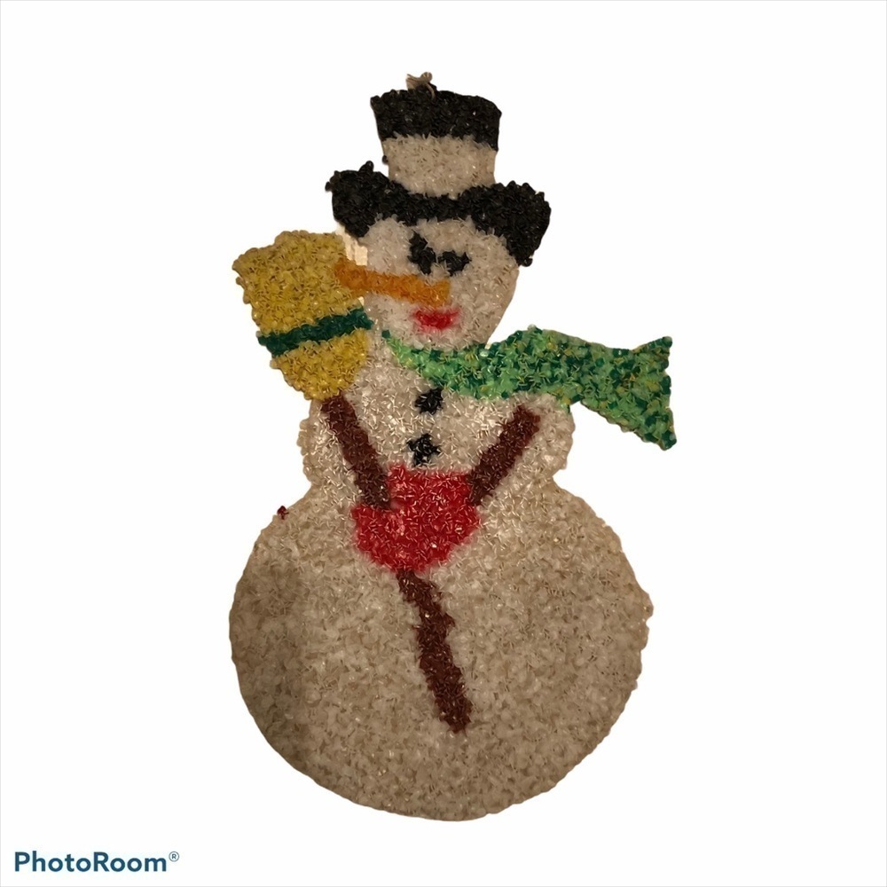 Vintage Snowman Popcorn Art Christmas Holiday Hanging Decor